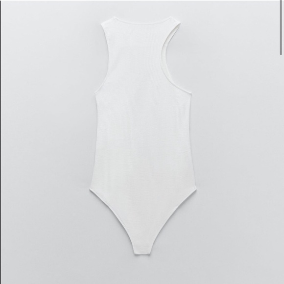 NWT Zara white Asymmetric Bodysuit - Picture 3 of 6